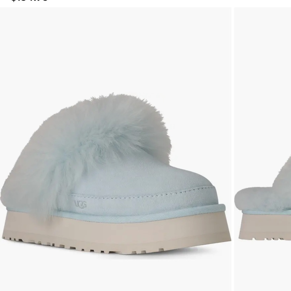 UGG Women's Light Blue Fluffy Slippers